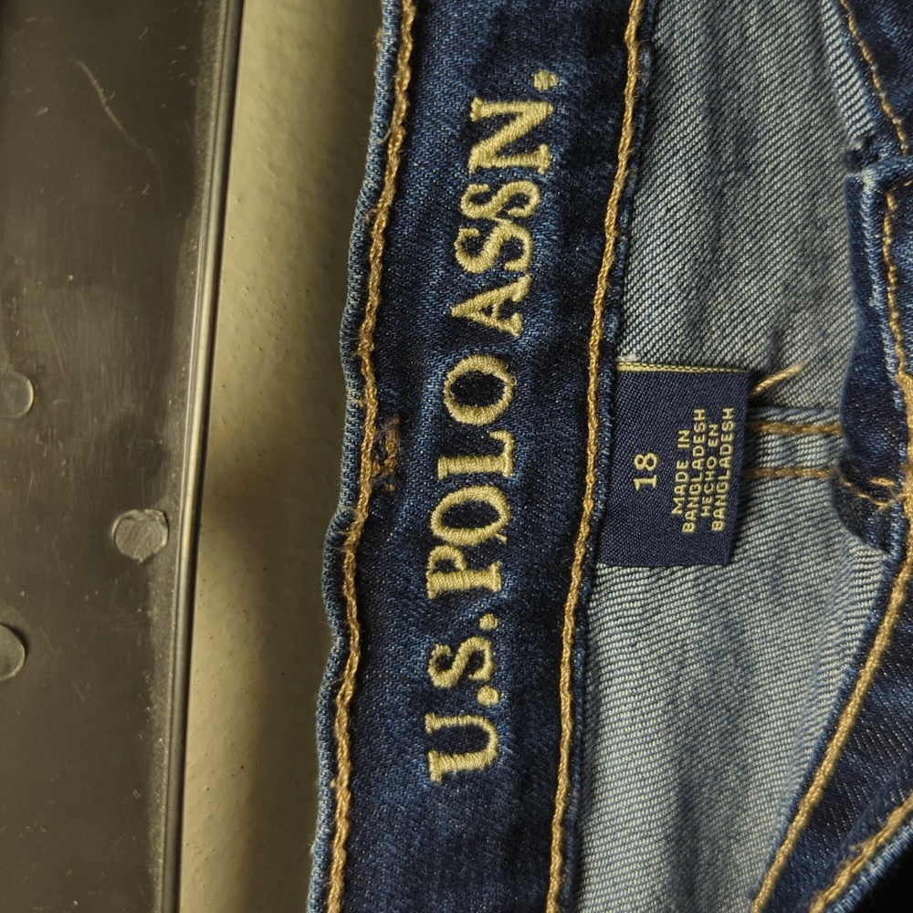 U.S. Polo Assn. Dark Blue Straight Jeans Adjustable Waist Stretch Boys Size 18 - Picture 4 of 6